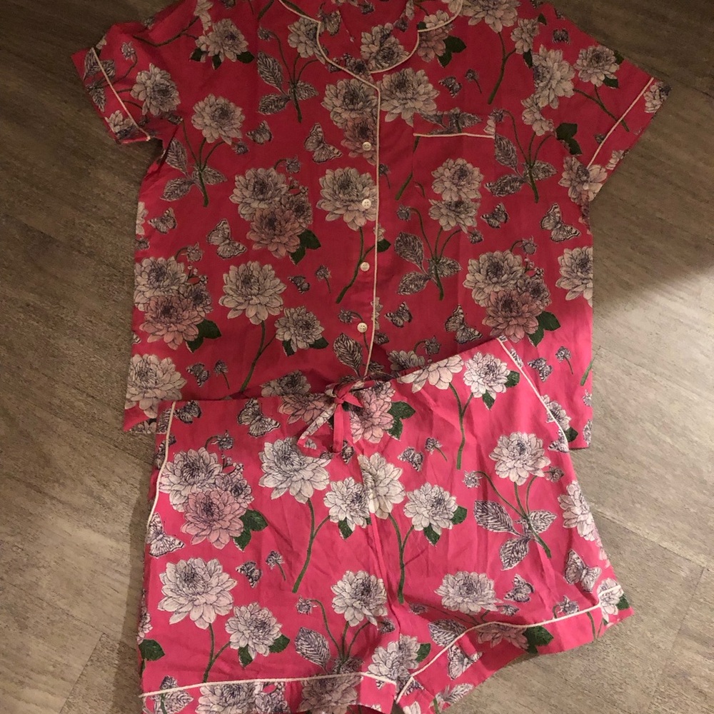 New Mahogany Cotton Floral Short Pajama Set - Pink M - Picture 2 of 4